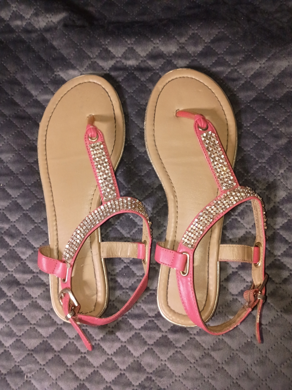 Call It Spring Pink Rhinestone T-Strap Sandals - Picture 2 of 6